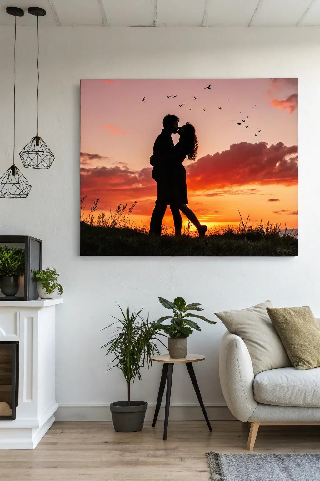 A contoured artwork captures perpetual affection.