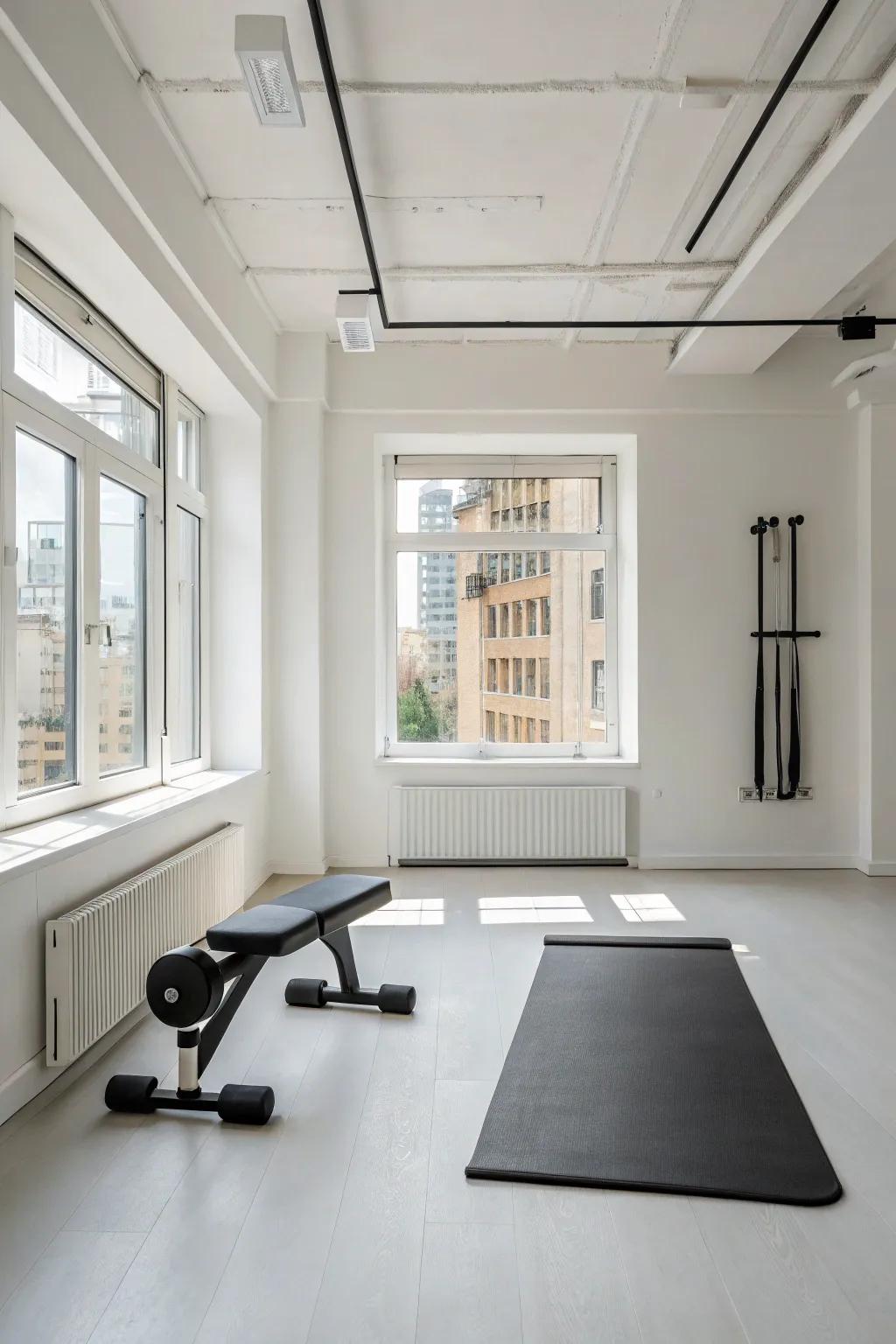 Embrace simplicity for a peaceful workout setting.