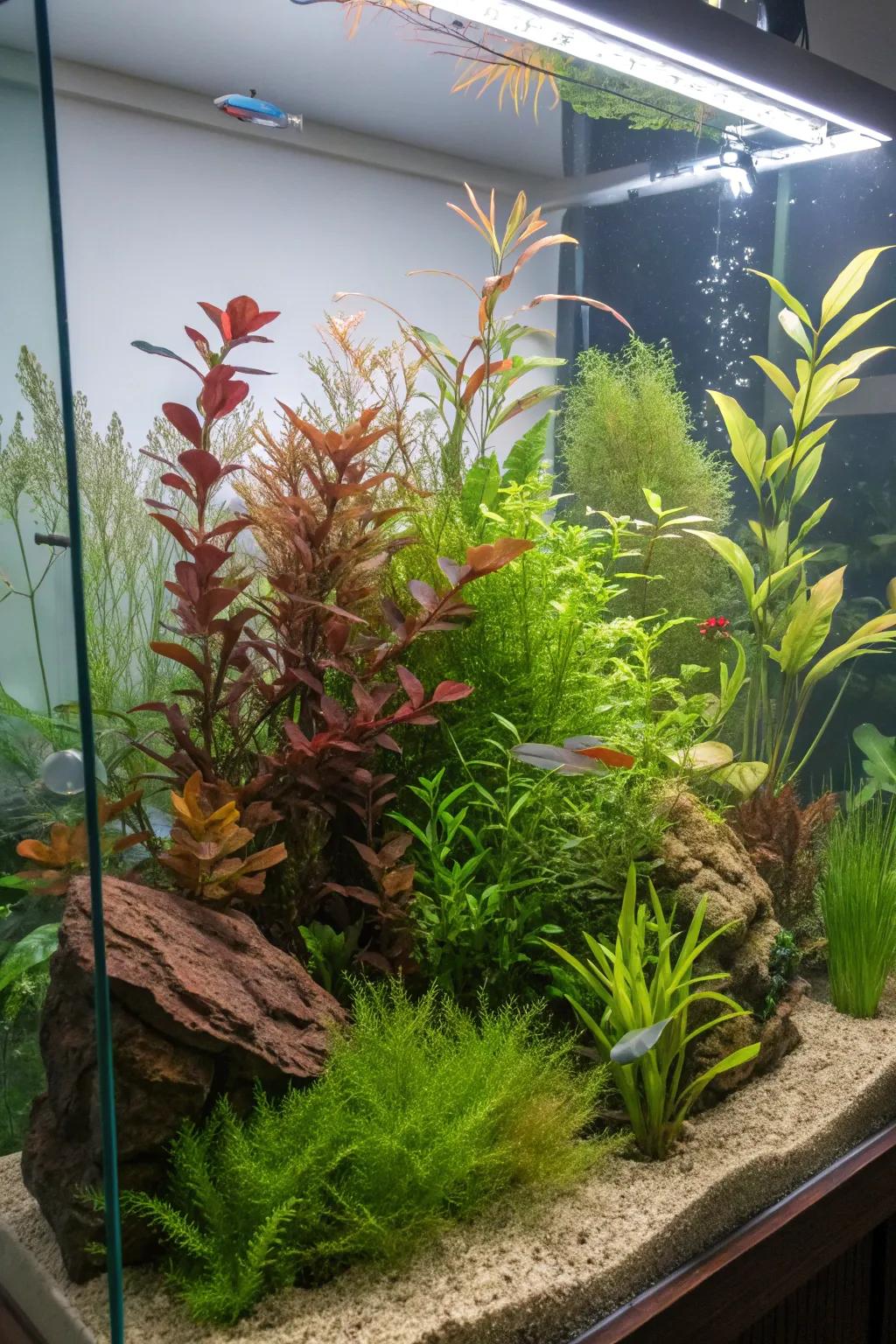 Dynamic greenery fashions a lush, verdant underwater wonderland.