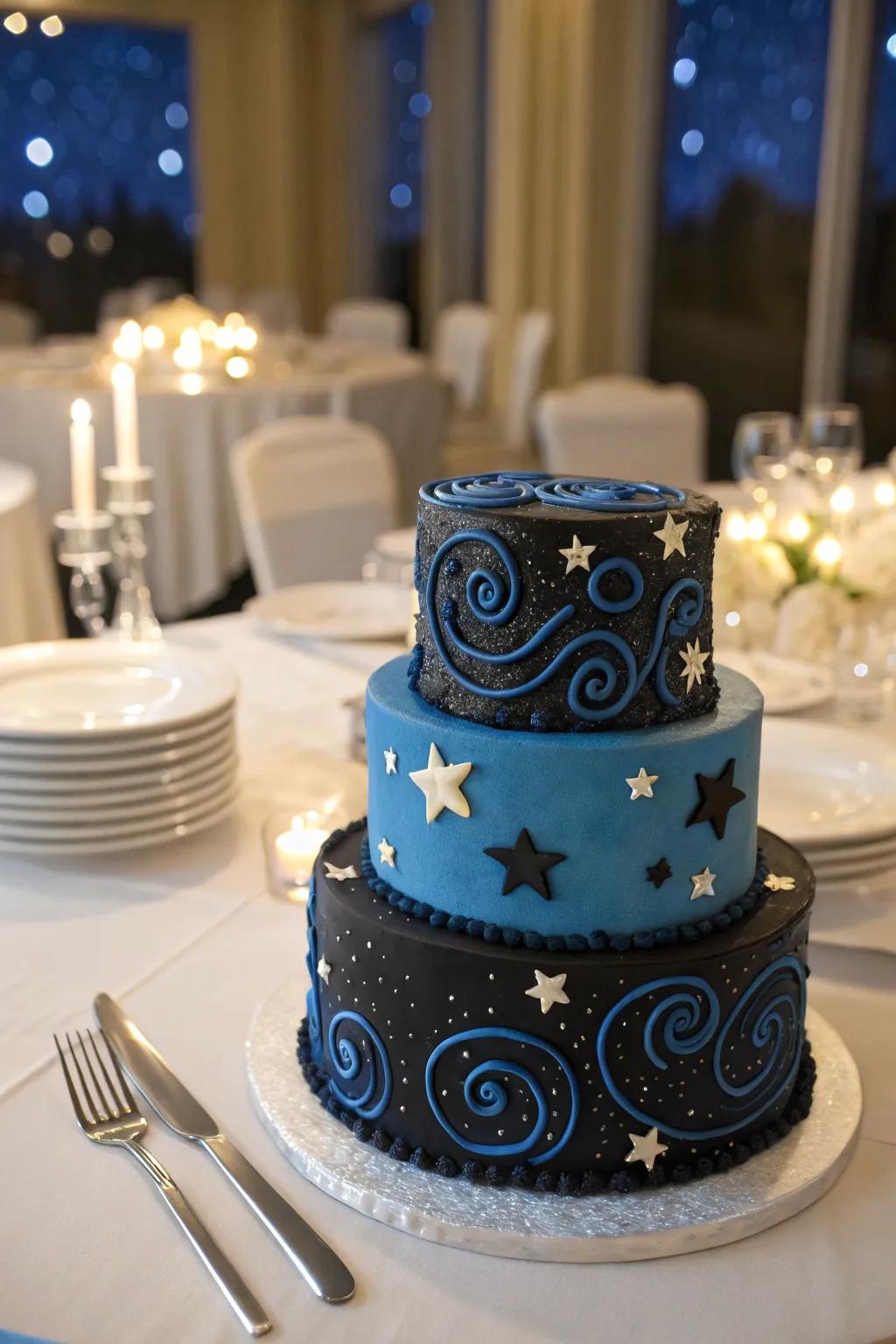 Bring the midnight sky to your event with a Van Gogh-inspired creation.