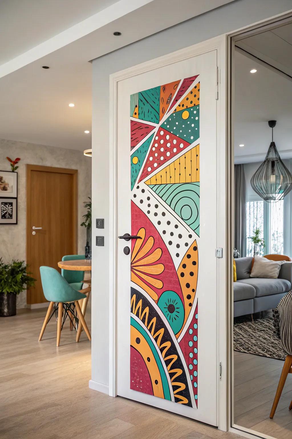 An abstract art door that adds a contemporary flair to any room.