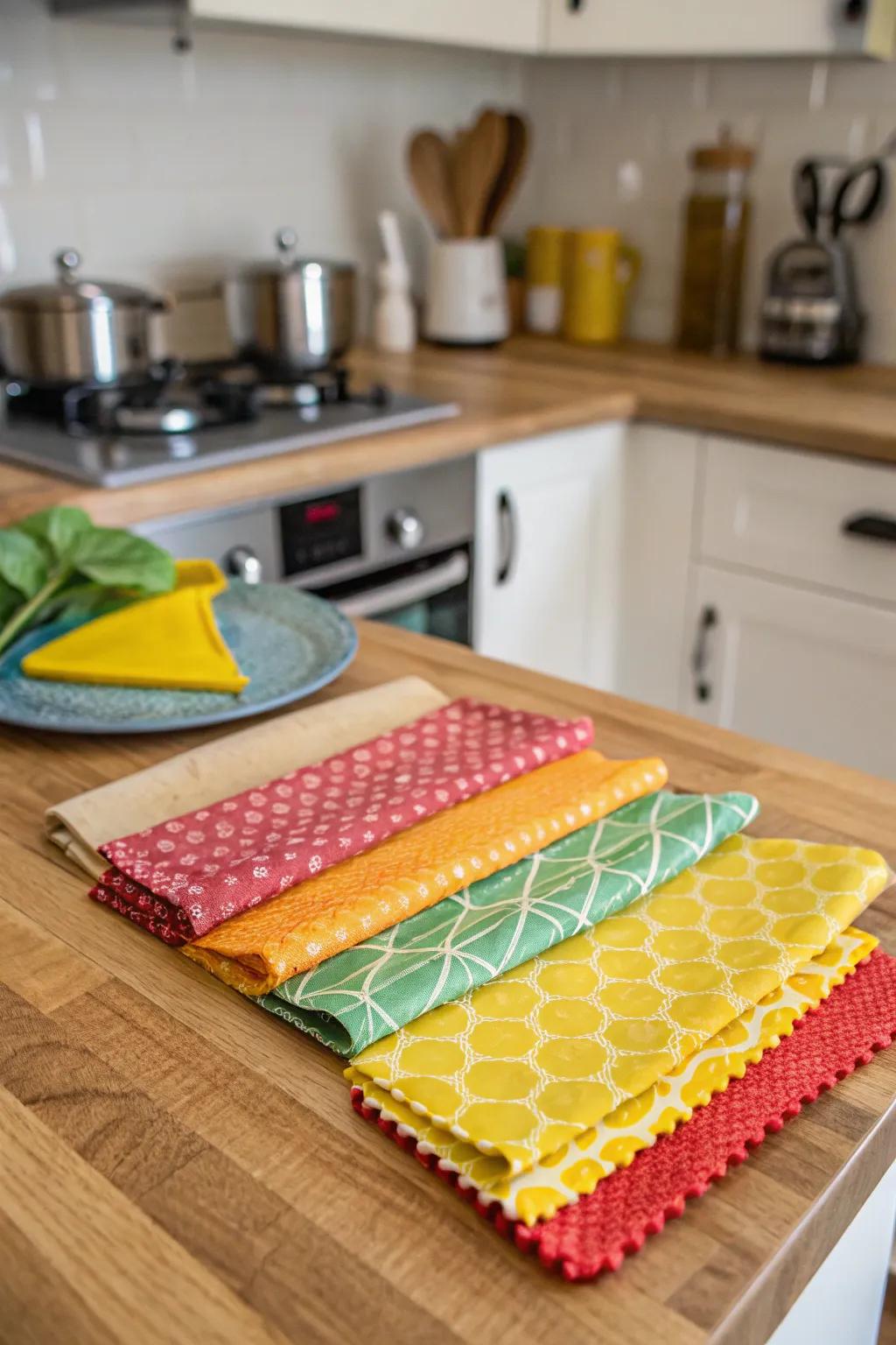 Environmentally safe wax wraps with happy patterns are ideal for sustainable living.