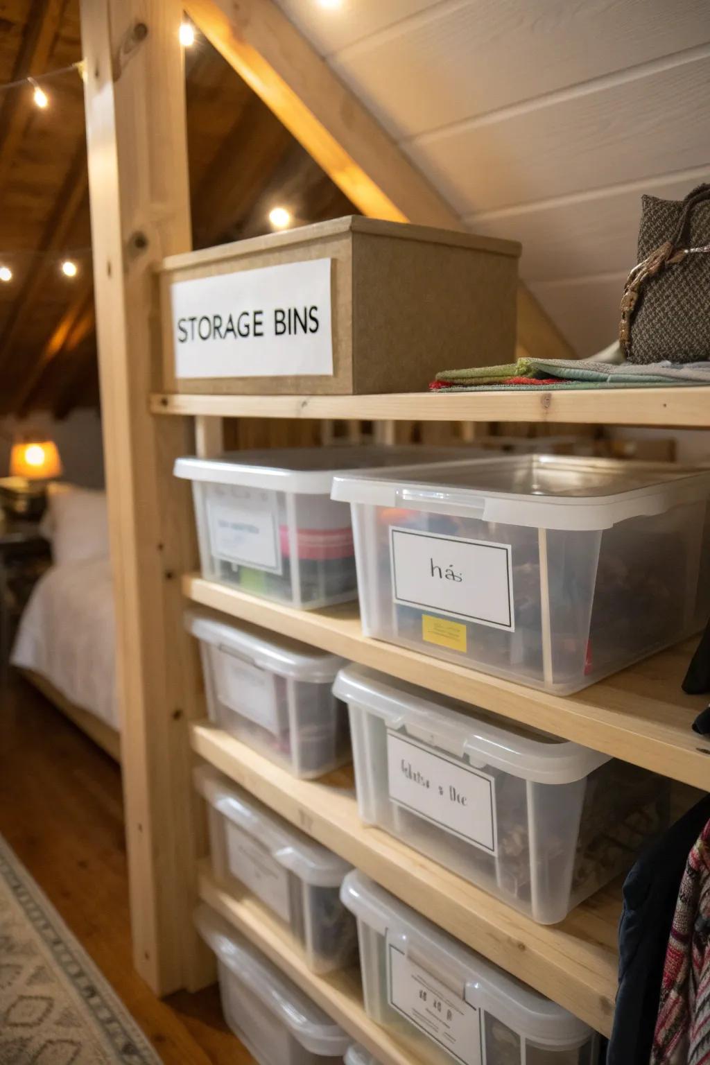 Labels render attic storage more effective and straightforward.