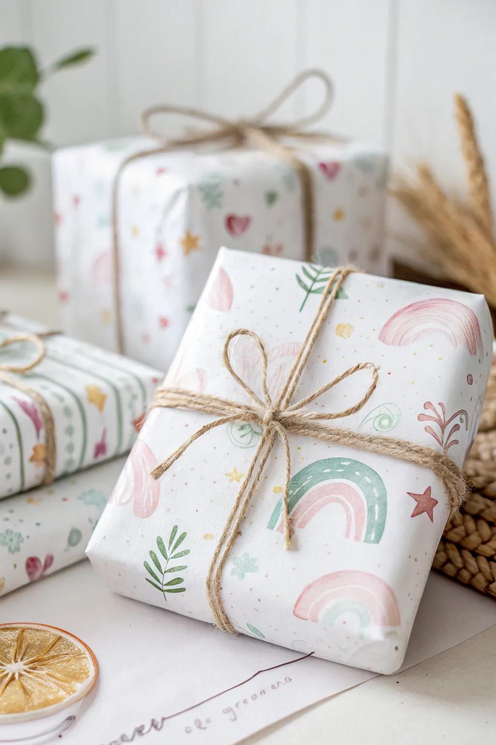 Make your own charm with handcrafted ornamentation paper for a heartfelt baby shower present.