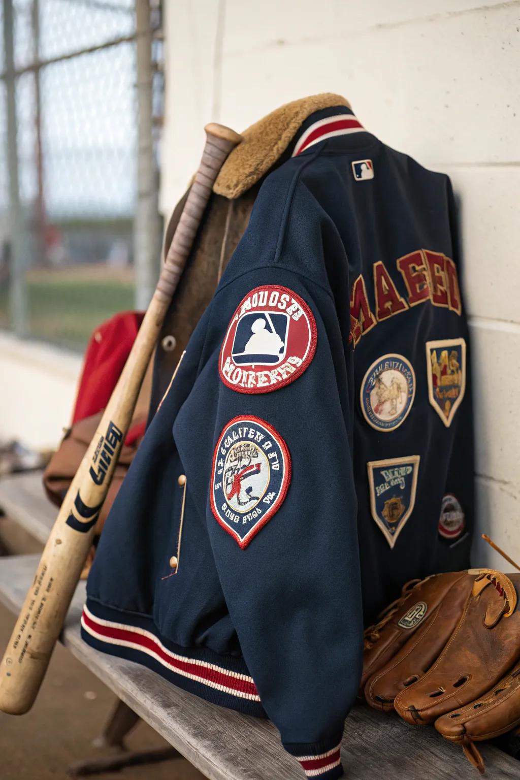 Celebrate your sports achievements with standout emblems on your letterman jacket.