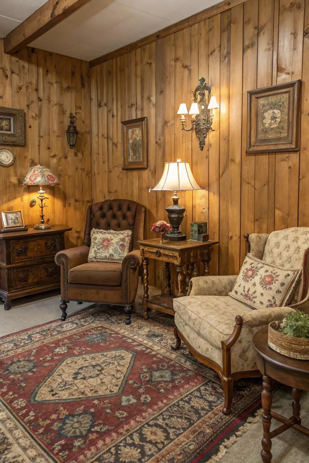 Down-to-earth timber backdrops cultivate an inviting and snug ambiance.