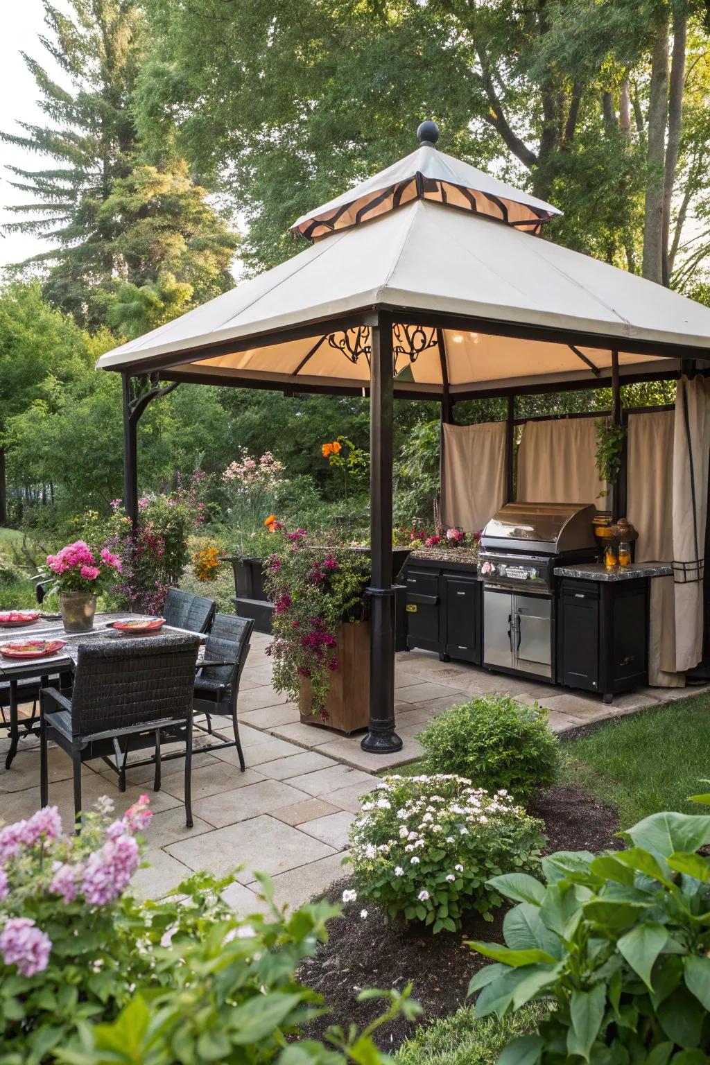An open-air BBQ outbuilding for breezy summer season nights.