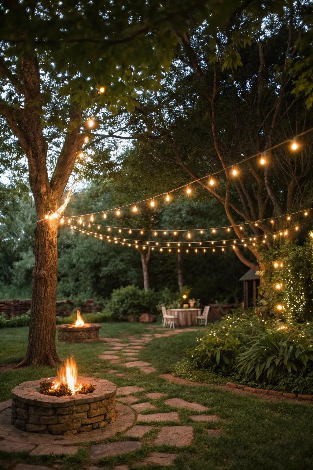 String lights add a touch of magic to any evening gathering.