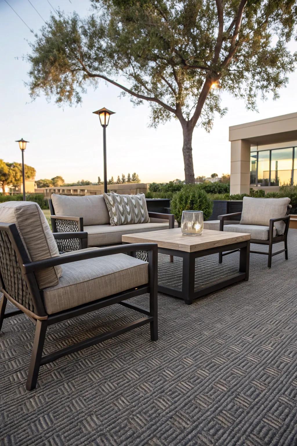 Outdoor carpets provide comfort and flair to your patio.