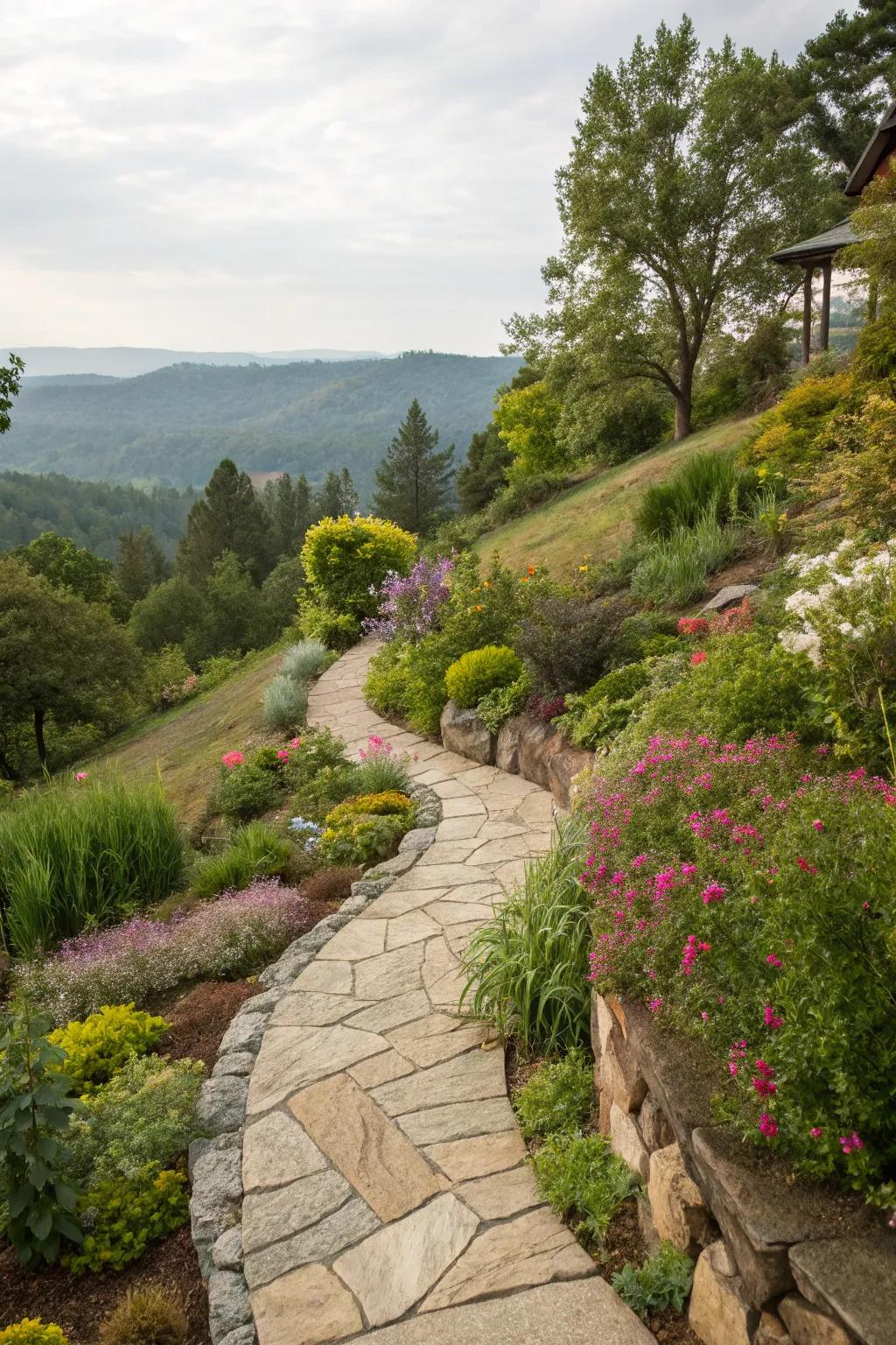 Stone pathways boost both the aesthetic and accessibility of your hill.