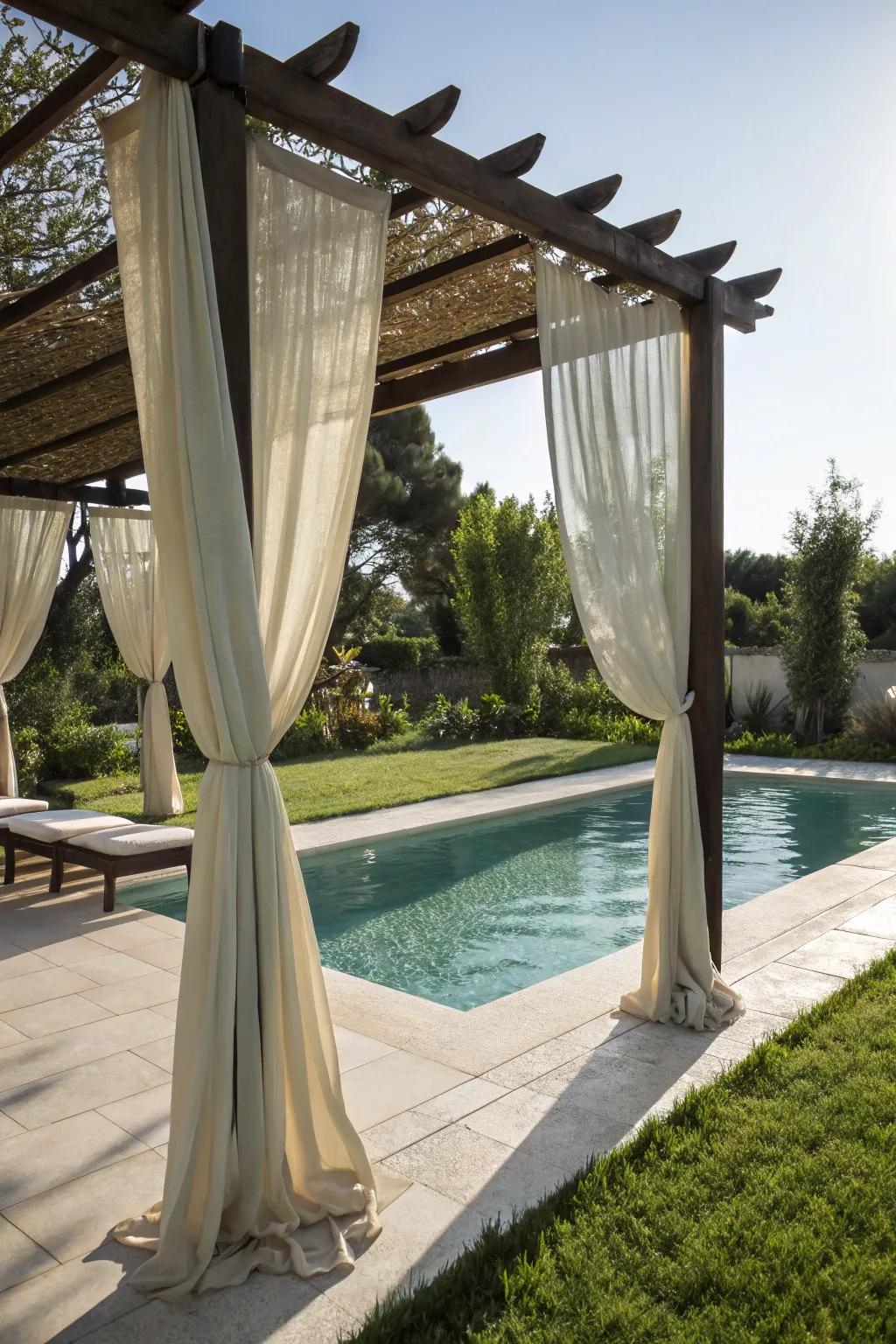 Panels on a pergola provide seclusion and elegance.