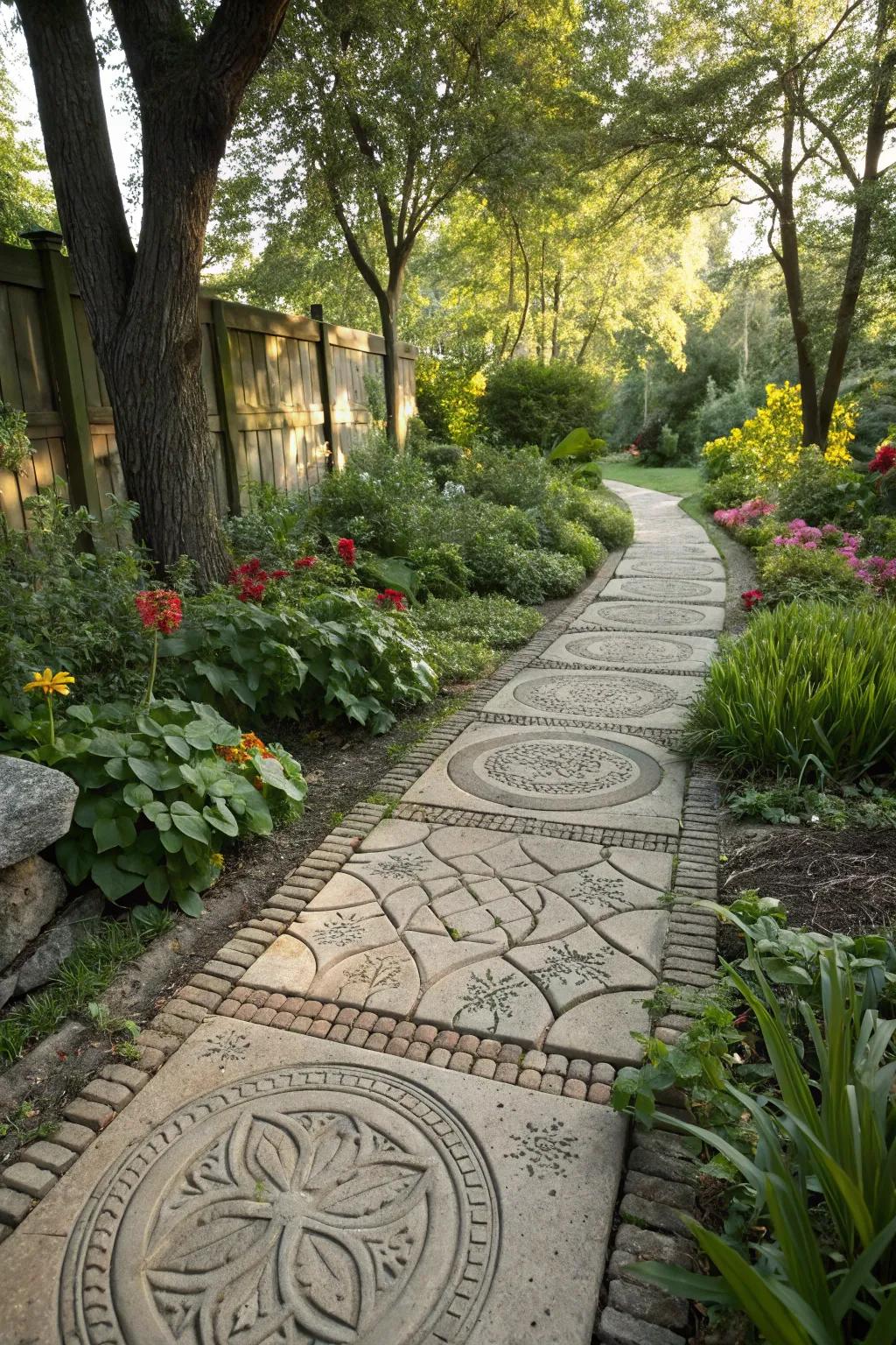 Paver layouts apply elegance and practicality to garden walkways.