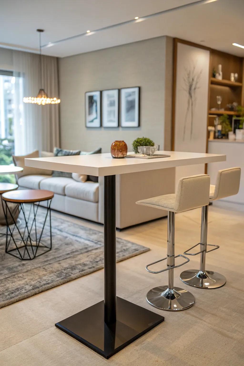 Minimalist bar table showcasing modern aesthetics.
