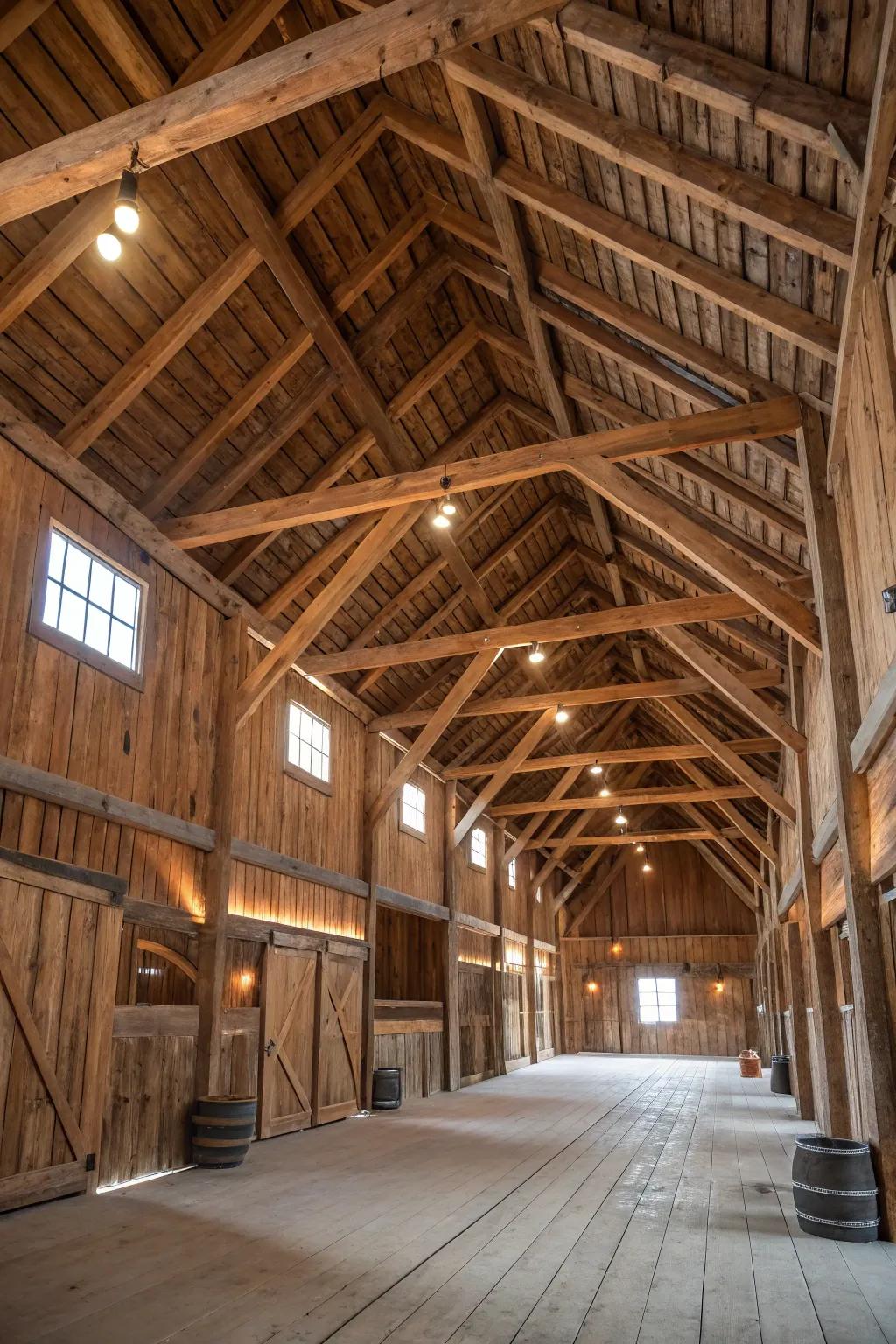 Visible timber supports enhancing the interior with rustic beauty.