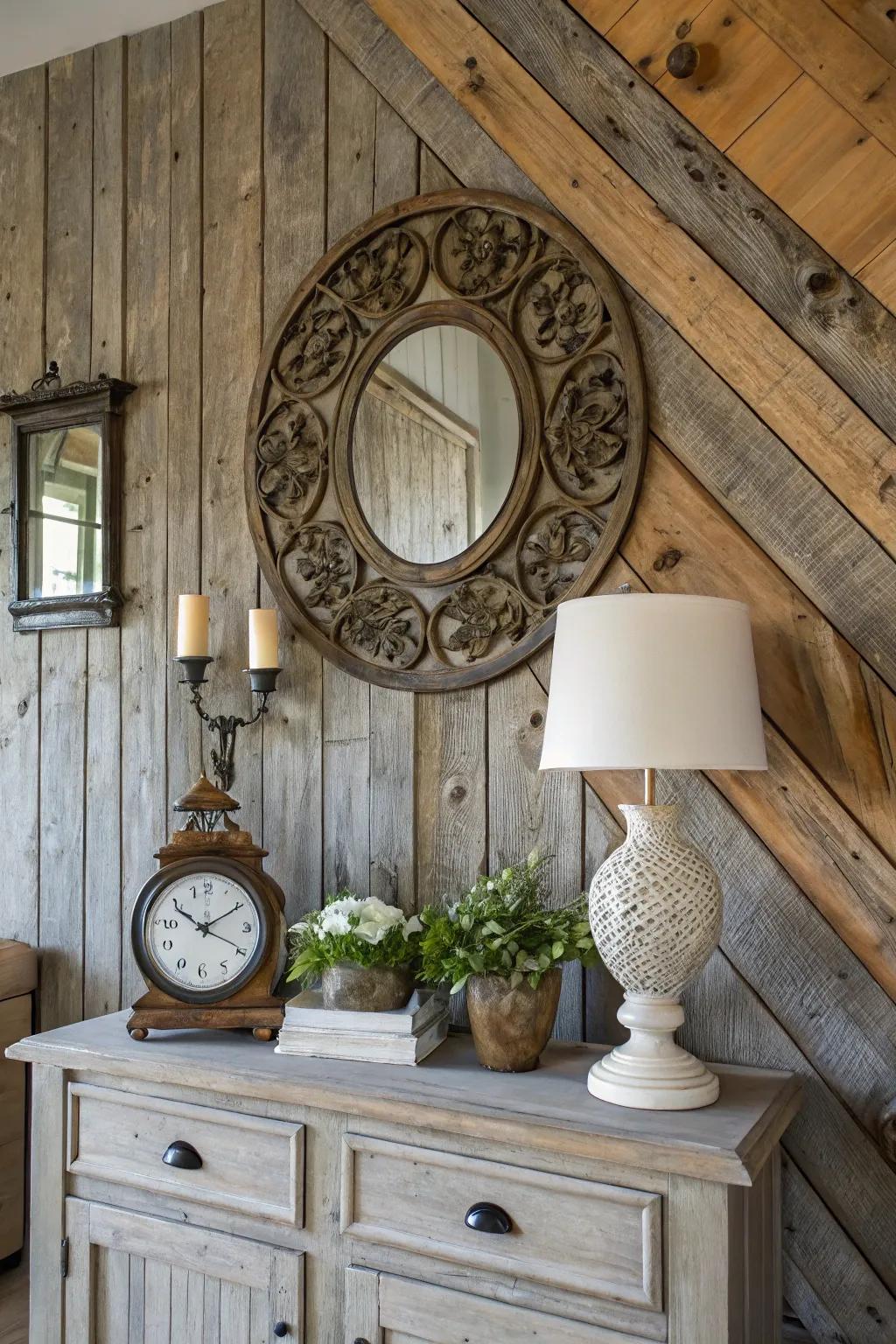 Elevate country-style charm through ornamental details on barn walls.