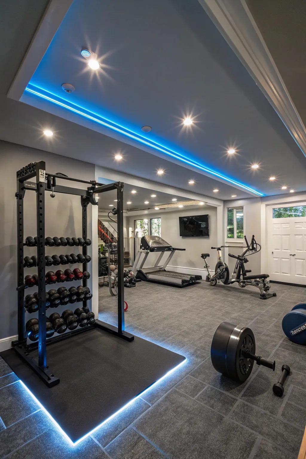 Good lighting can change the way you feel about your gym.