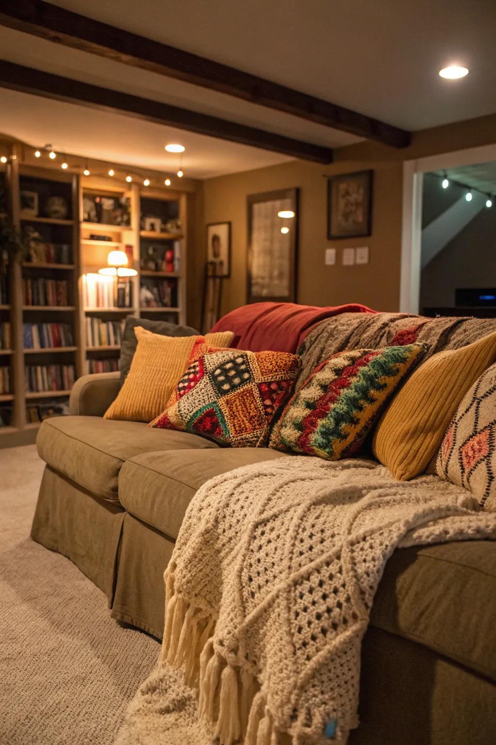 Throws and accent cushions bring warmth and texture.