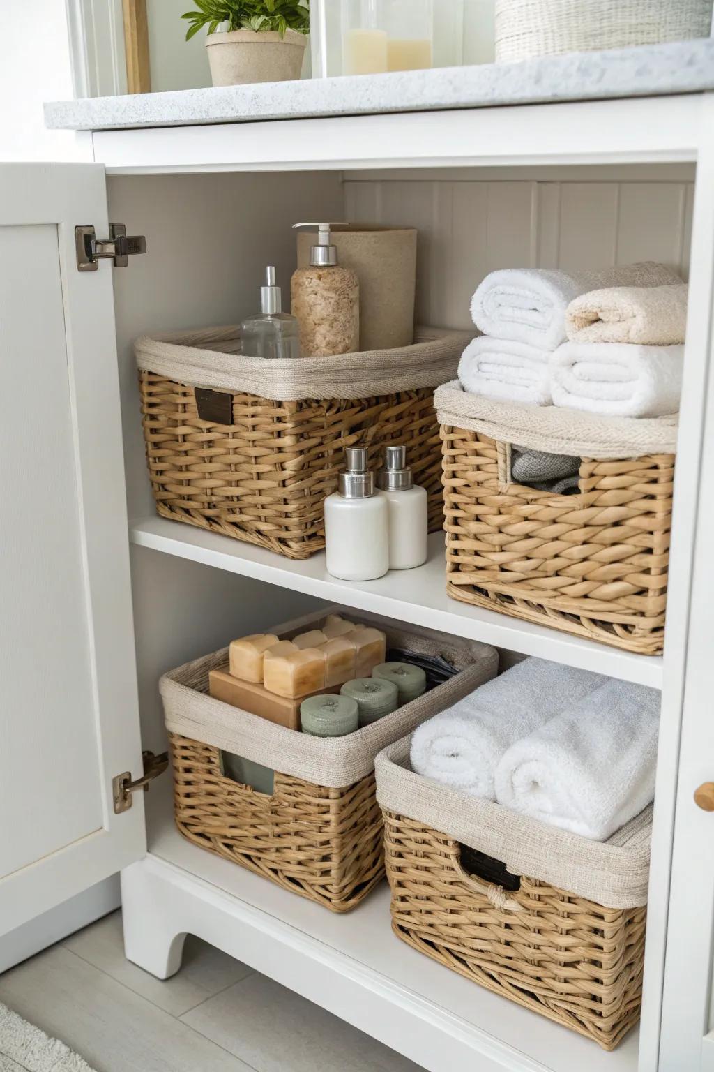 Cases infuse both structure and flair into your bathroom.