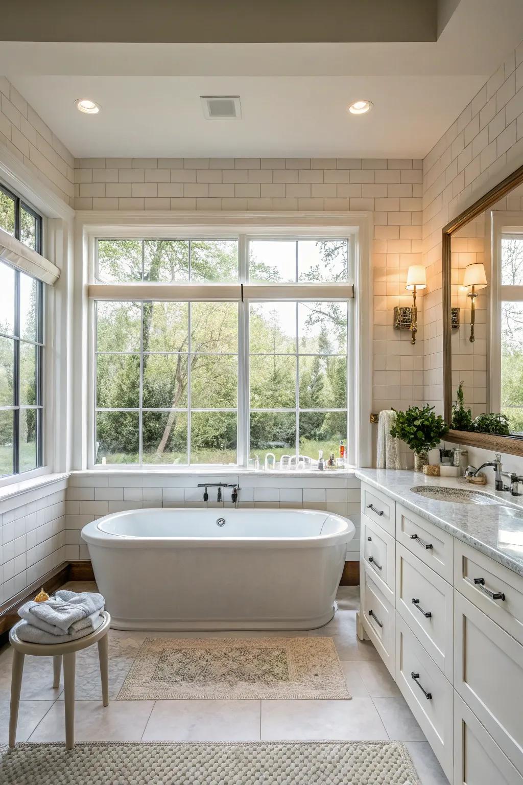 Natural illumination enhances the allure and atmosphere of your bathroom.