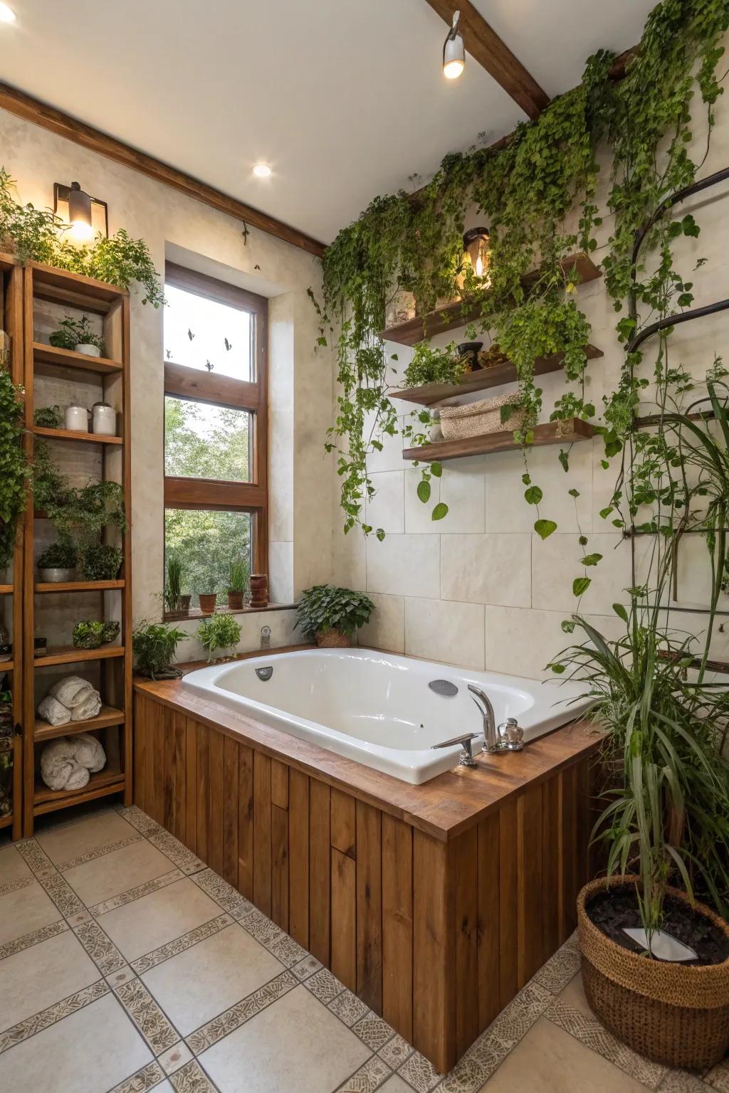 A lavatory arrangement that encourages relaxation with a spa-inspired layout.