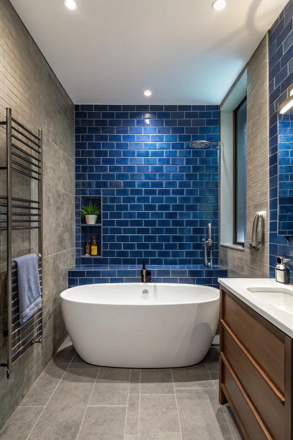 Turn your tub area into the main attraction with a dramatic statement wall.