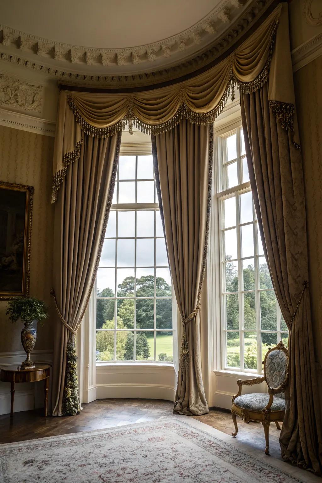 Floor-to-ceiling curtains introduce refinement and sophistication to any bay window.