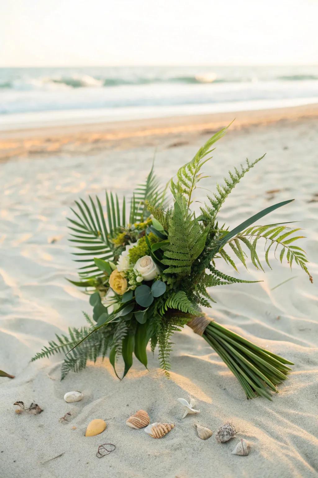 A verdant, leafy posy that enhances the unspoiled splendor of the seaside.