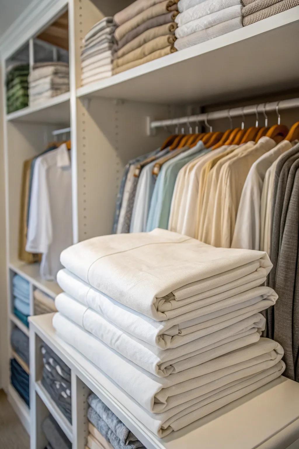 Perfectly folded sheets bring a sense of order and sophistication.