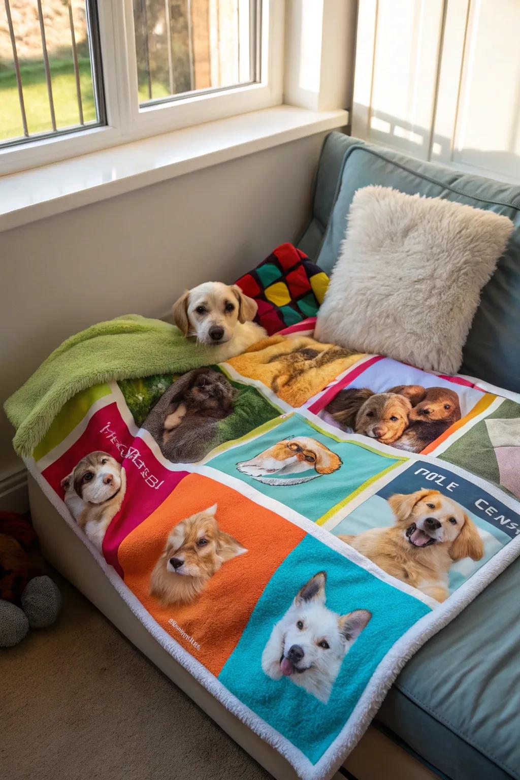A pet lover's blanket is perfect for cuddling with your furry friend.