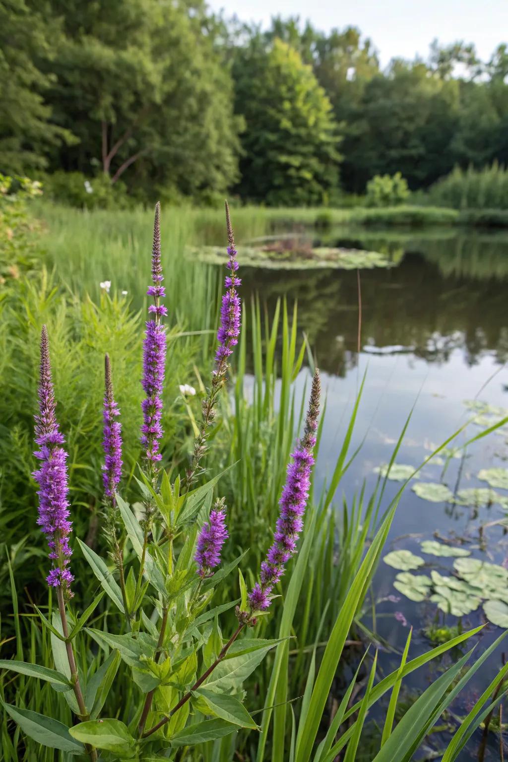 Spires of Splendor bring a vivid hue and vertical appeal to your pond.