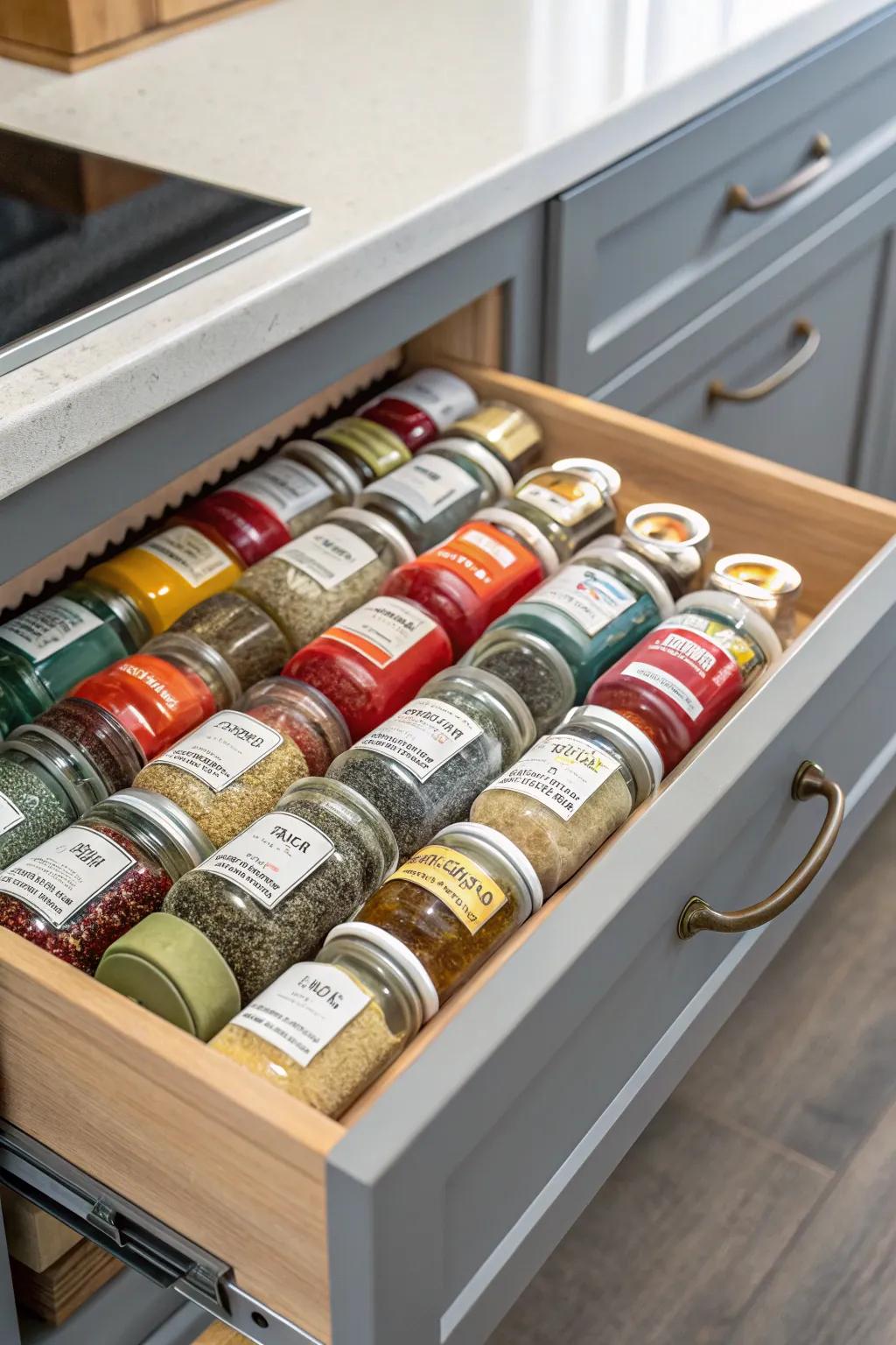 Effortless access with slide-out spice drawer systems.