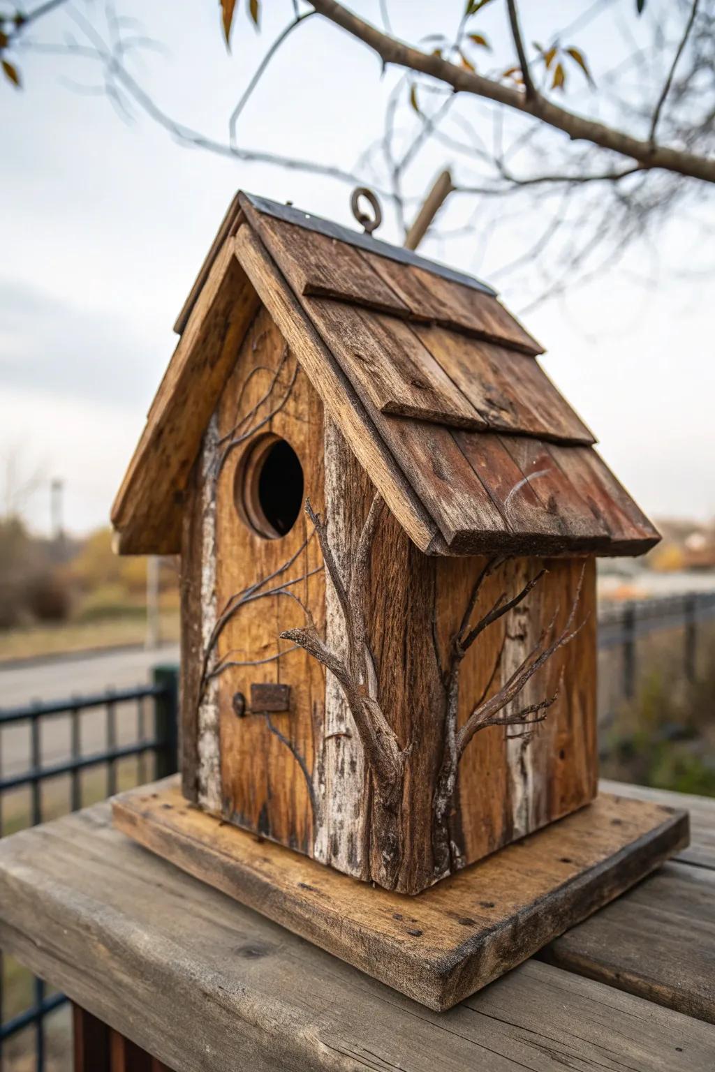 Cherish rustic allure with handmade timber aesthetics on your bird sanctuary.