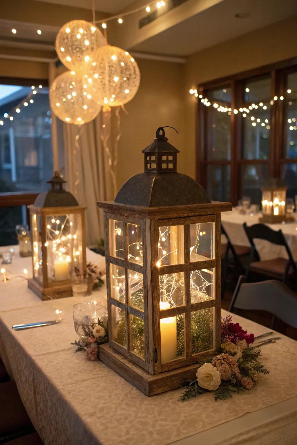 Down-to-earth lanterns impart a delightful sparkle to a birthday celebration.