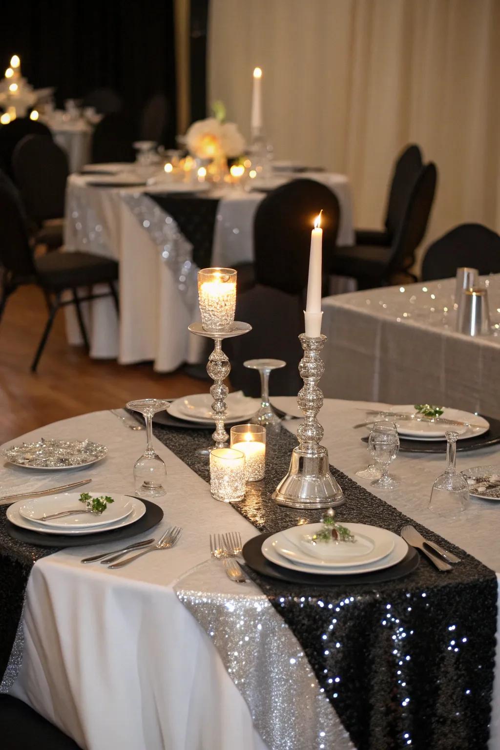 A refined dining configuration featuring onyx and argent details.