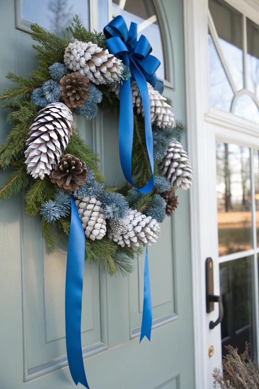A charming Christmas garland in shades of blue and white