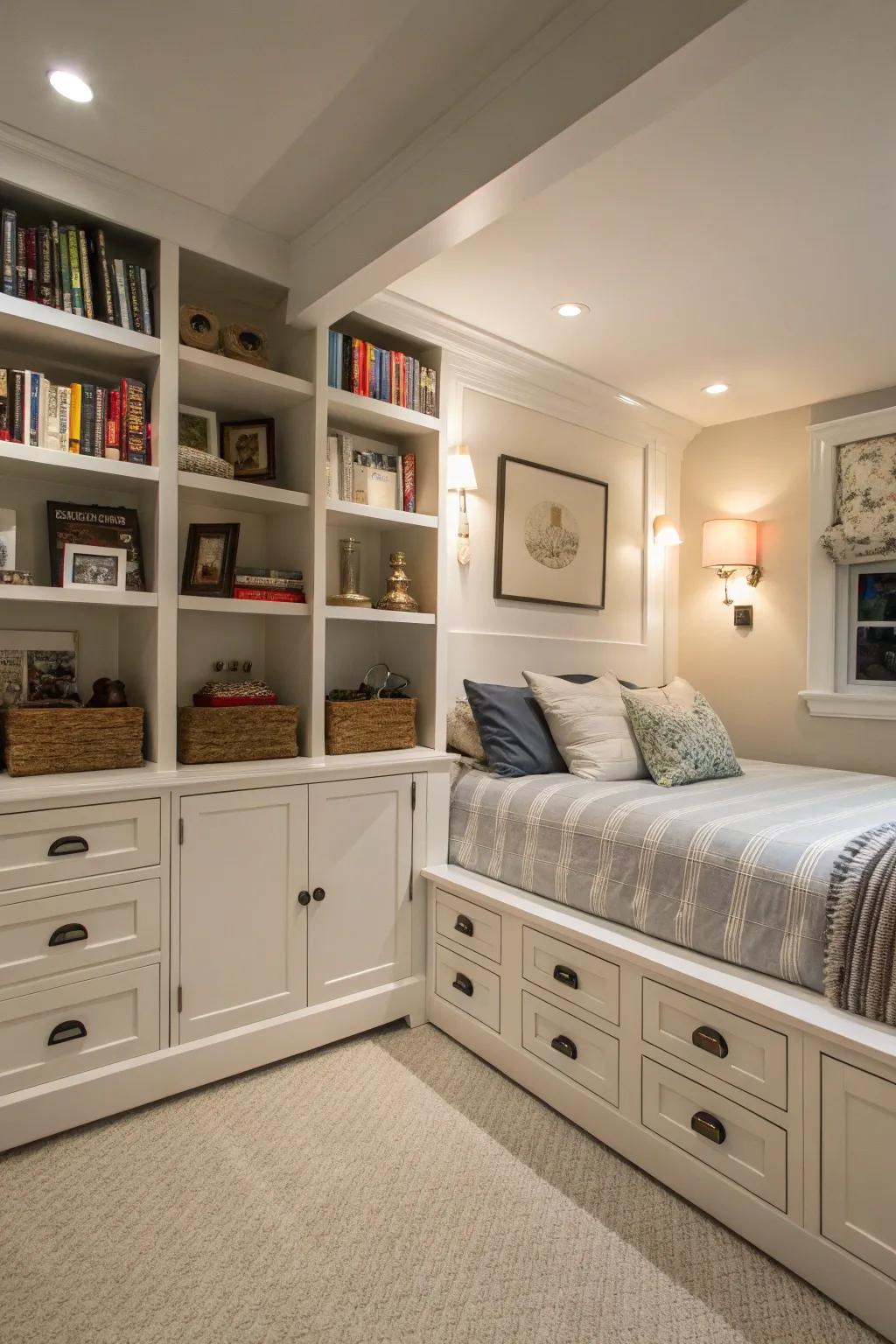 Smart storage systems ensure your area is both organized and useful.