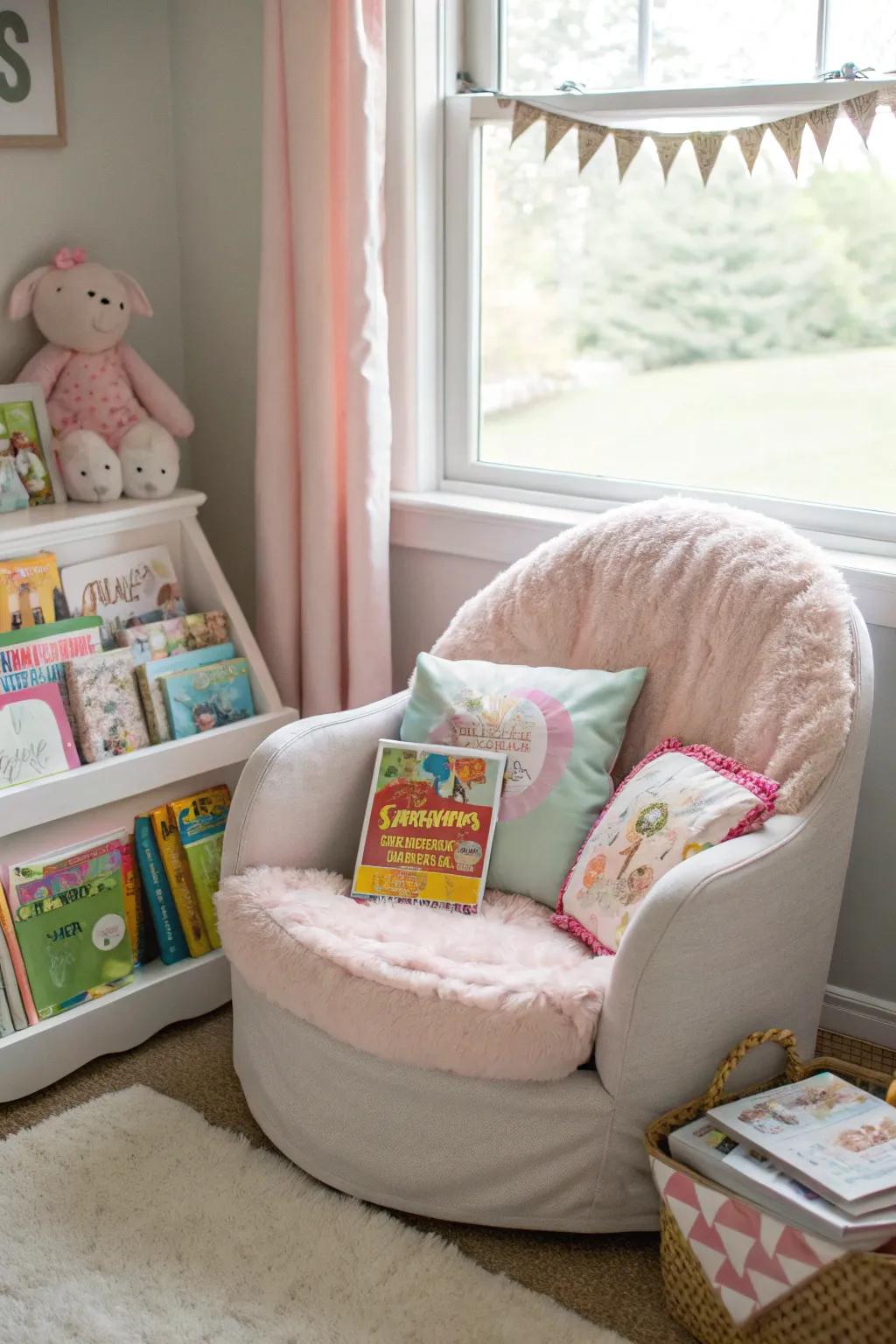 A delightful reading corner perfect for relaxation and story time.