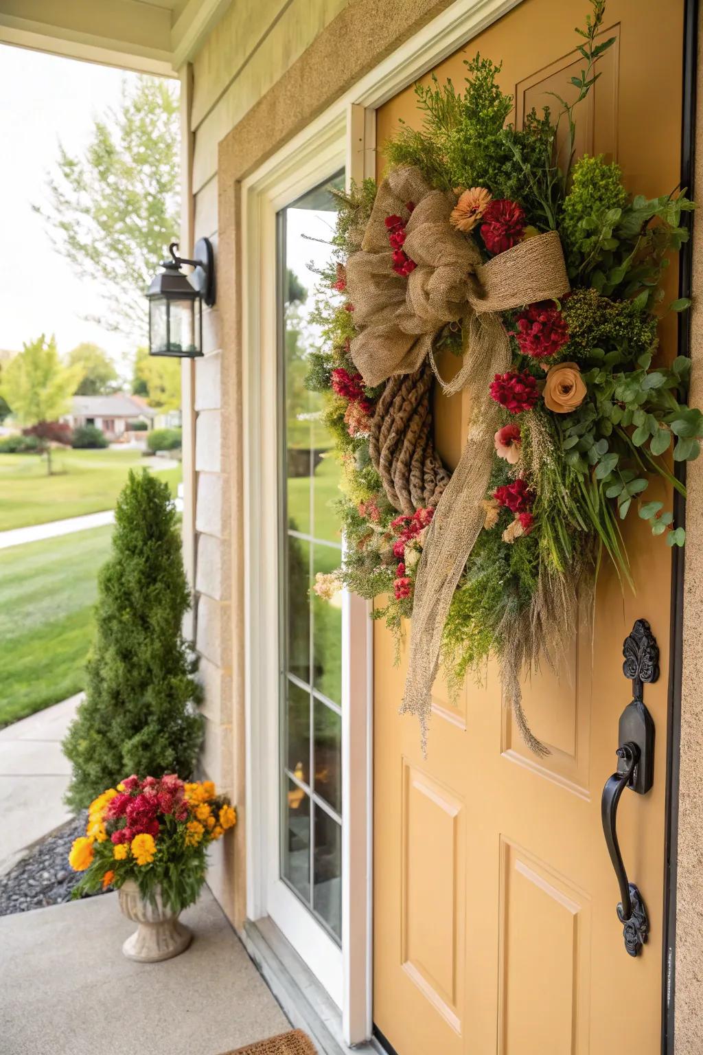 Welcome guests with a charming hessian wreath.