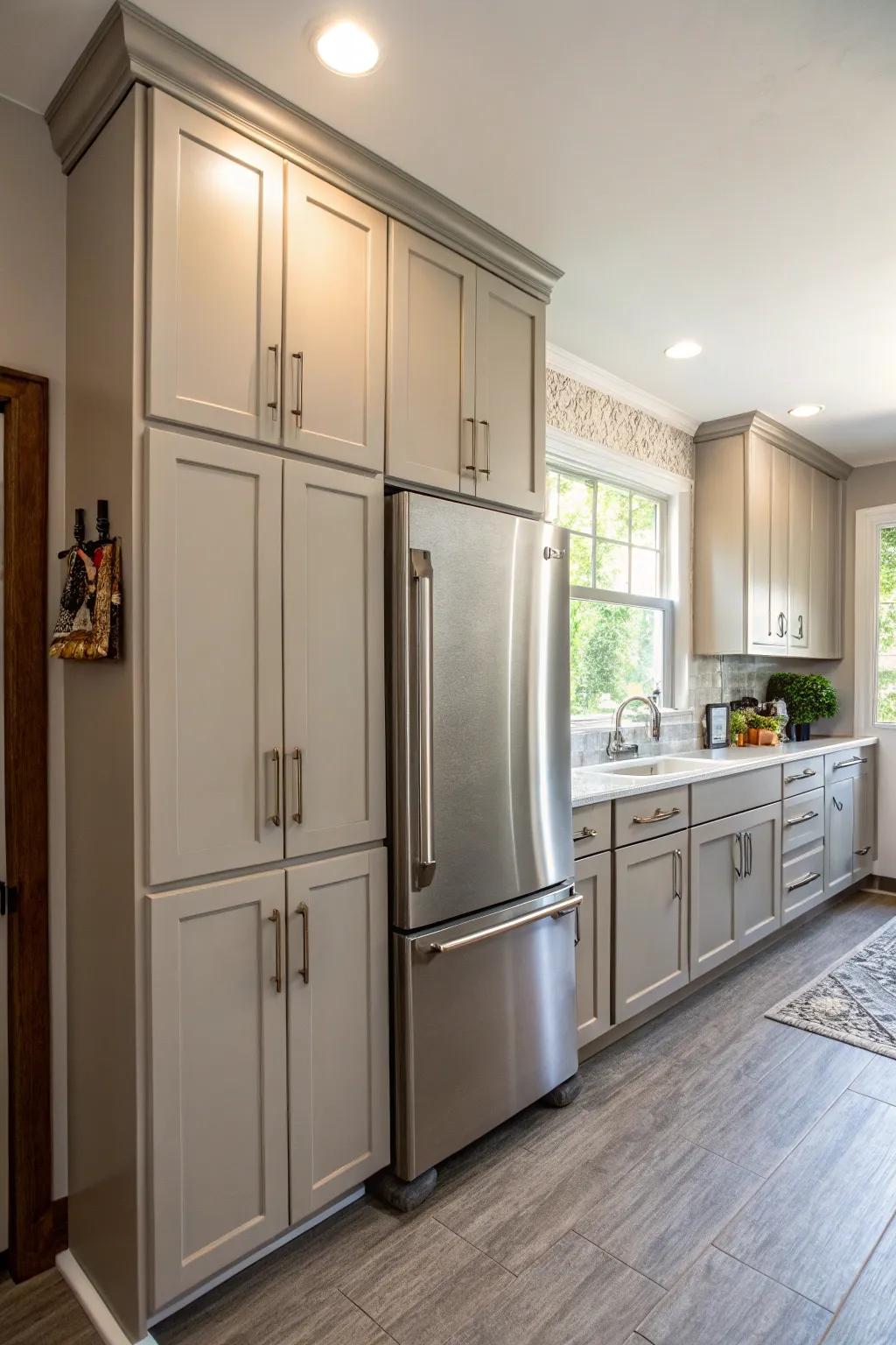 Expanded cabinetry establishes a cohesive and unified kitchen aesthetic.