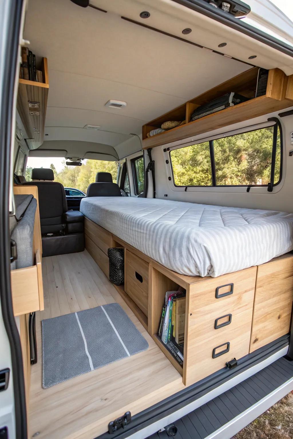 Fixed platform beds are great for maximizing storage while ensuring a restful night’s sleep.