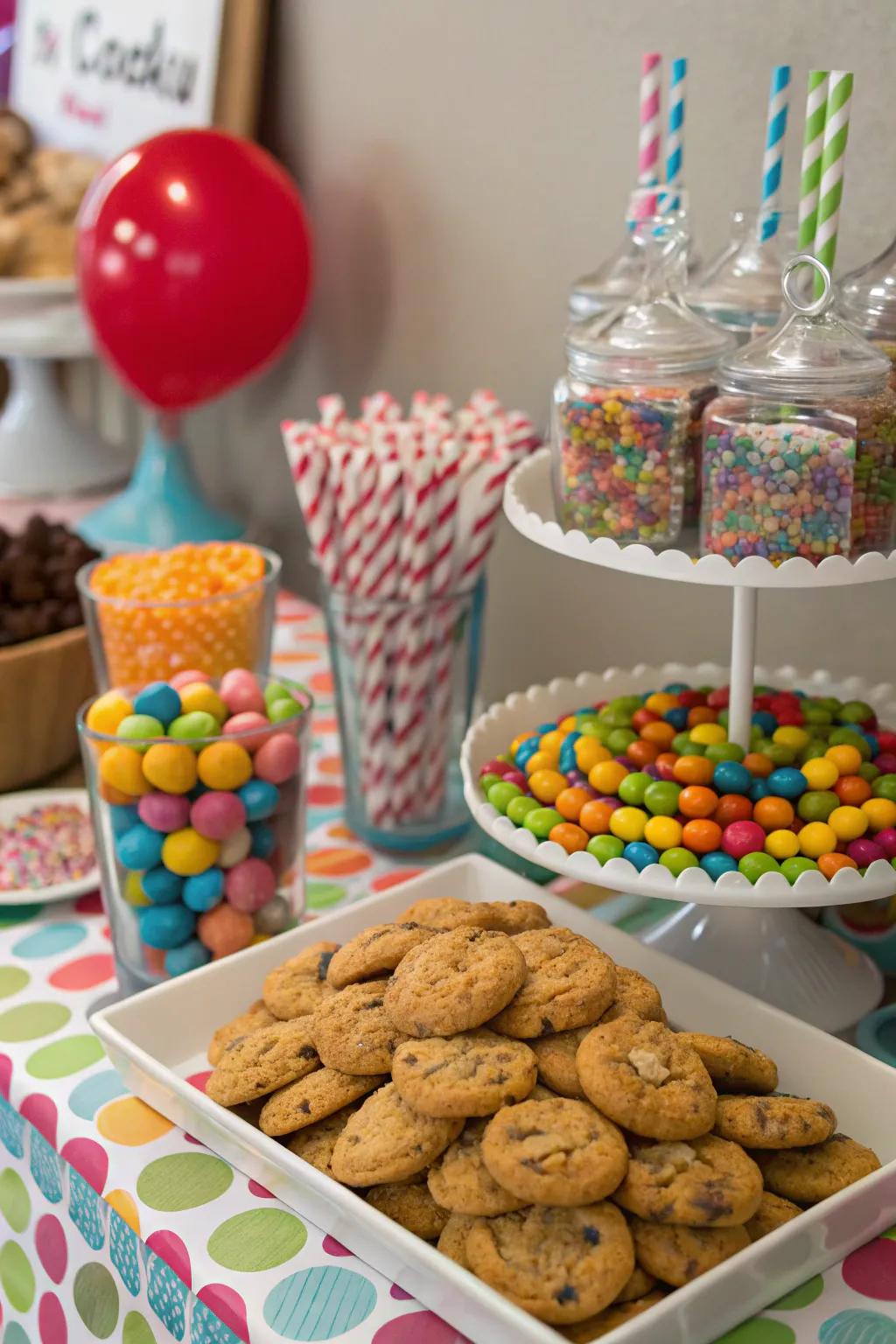 Combining handmade and retail sweets incorporates variety and charm.