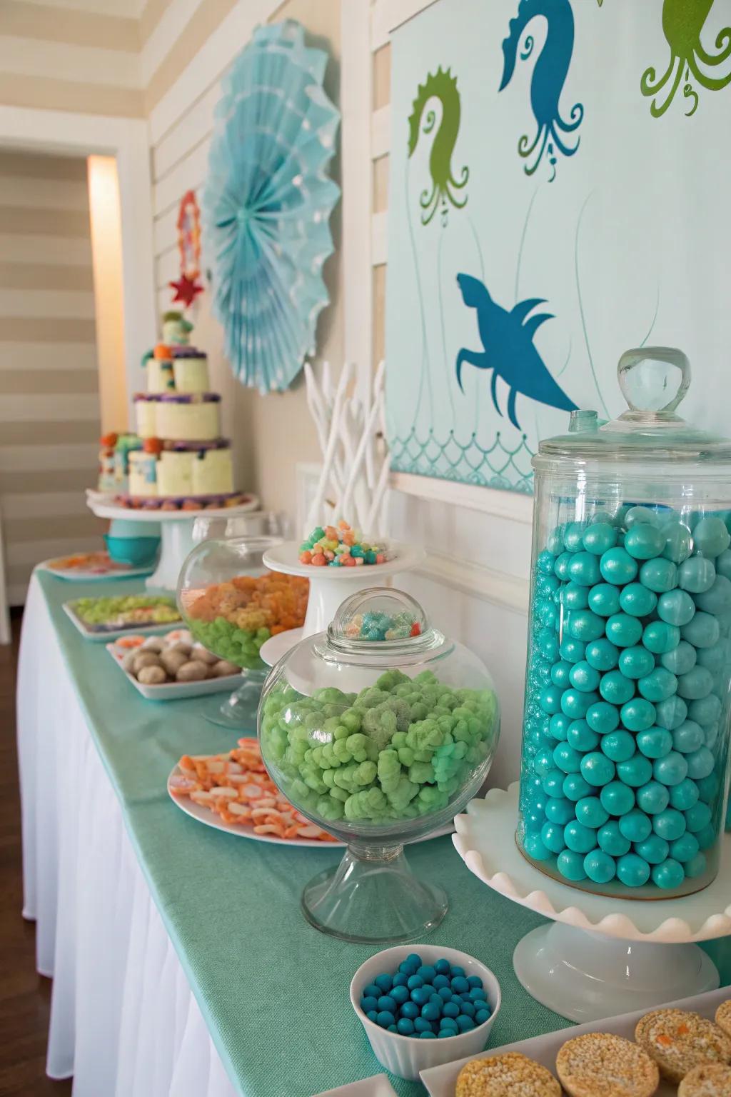 An amazing sweets display that whisks you away to the ocean's depths.
