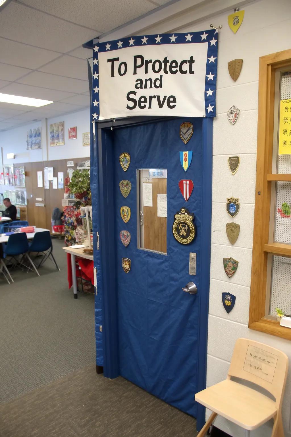 Cultivate dreams of upholding the law using a police-themed doorway.