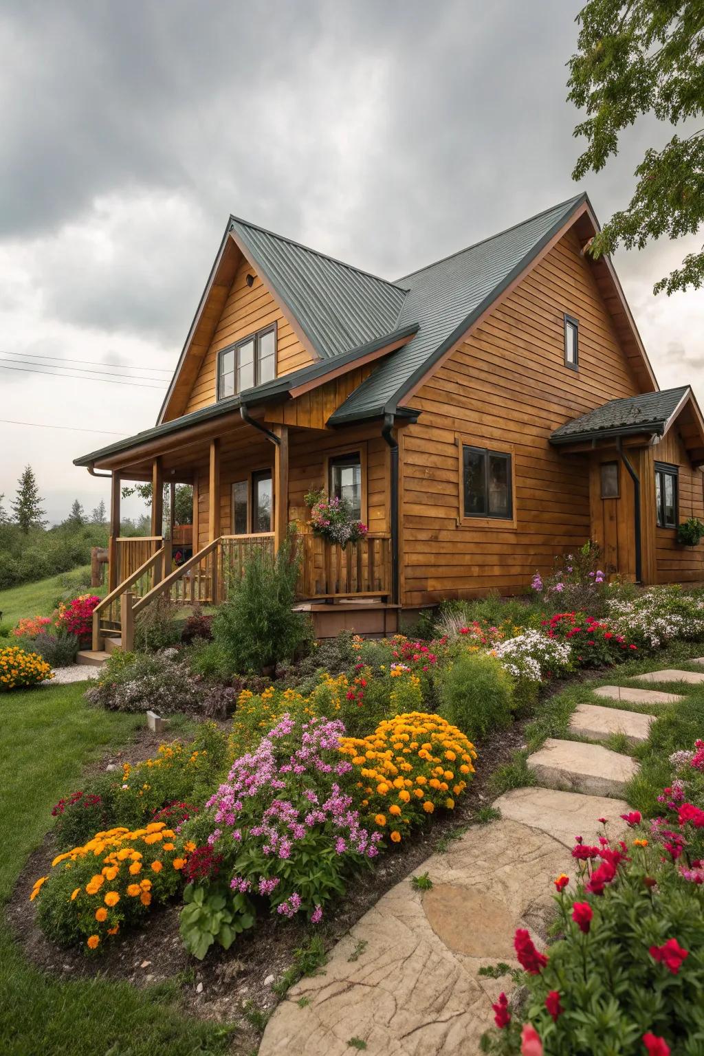 Engineered wood siding gives a rustic charm without the upkeep.