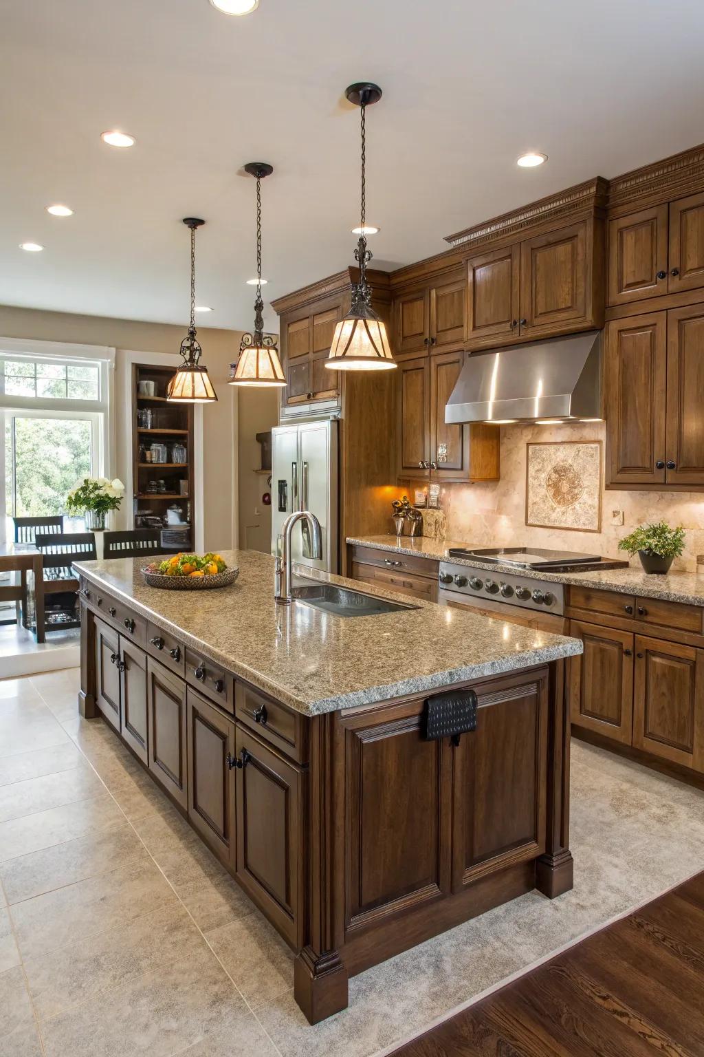 A spacious island providing lots of area for meal preparations.