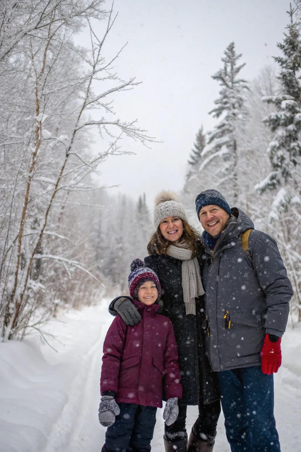 Embrace the serene beauty of winter for your Christmas family portraits.