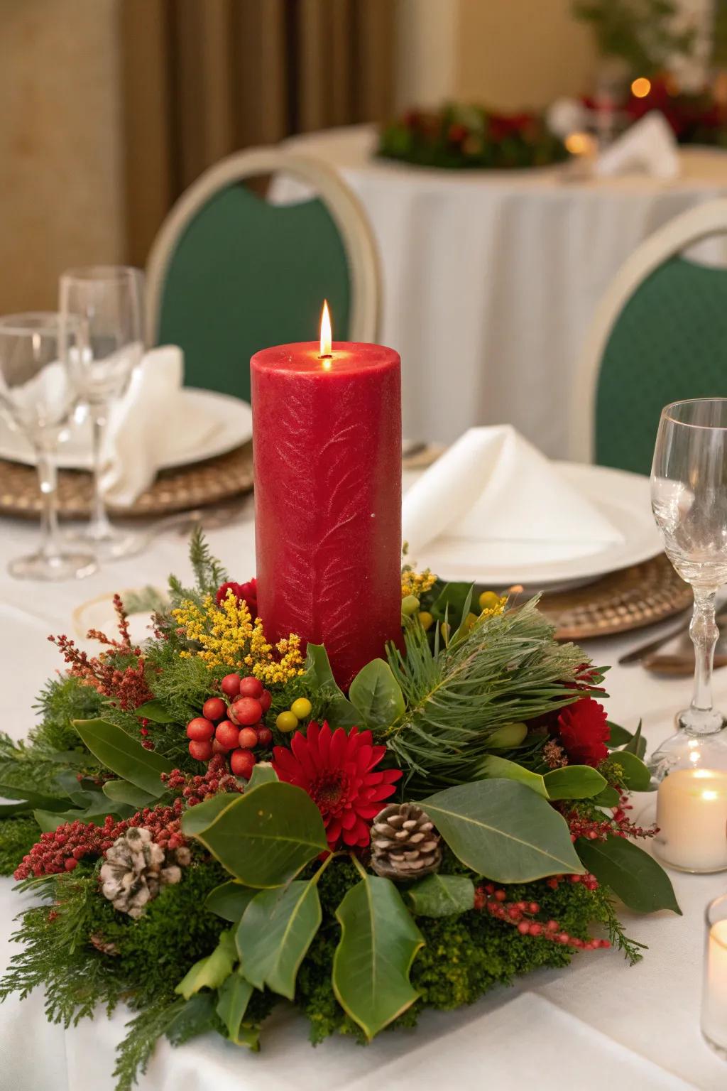 Brighten up your table with a sophisticated candle centerpiece.