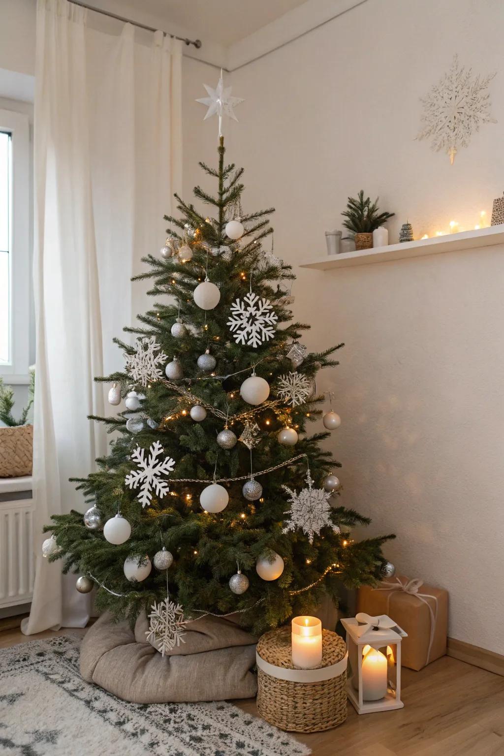 A Nordic winter scene theme delivers a serene and frosty allure.