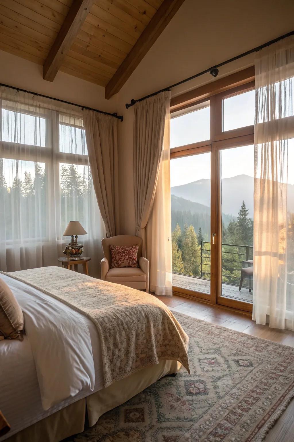A bedroom filled with sunlight for a radiant and inviting atmosphere.