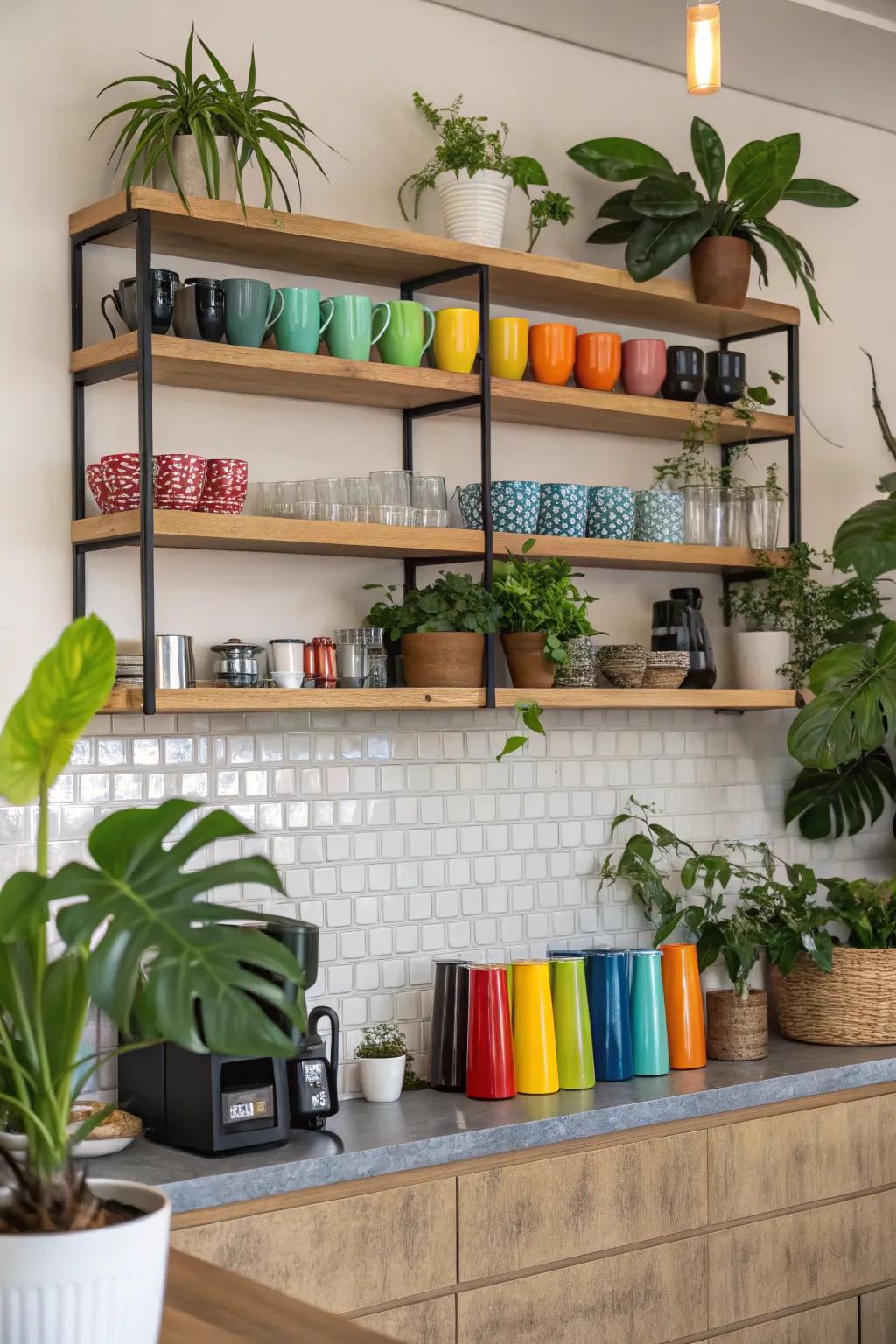 Exposed racks that exquisitely exhibit java must-haves.